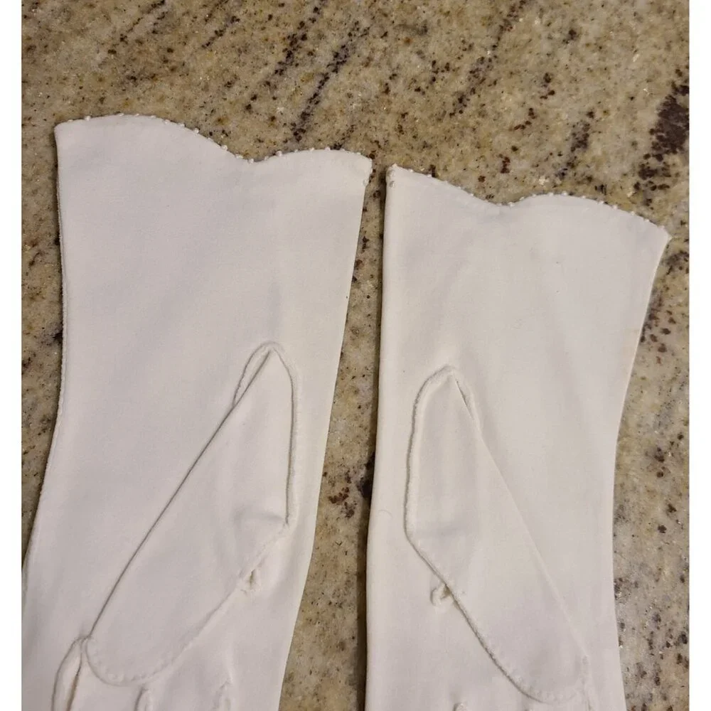 Vintage Womens Size S 6 Off-White Cotton Formal 8.5